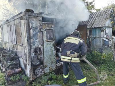 В Болховском районе сгорел вагончик